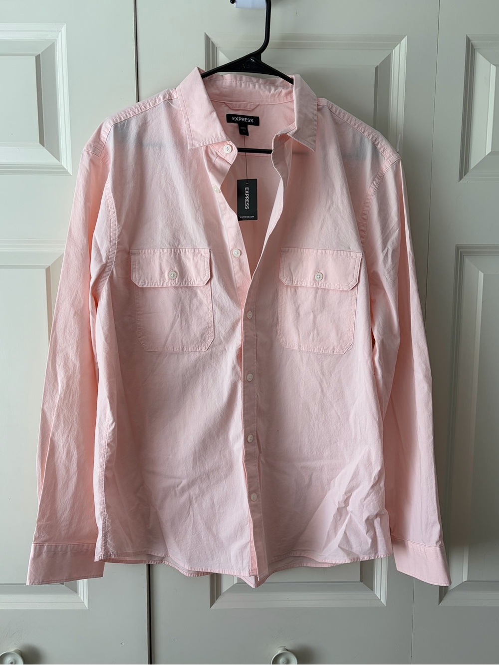 Express Men's Pink Long Sleeve Button Up Shirt